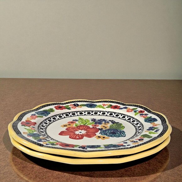 Set of 2 ~ Pioneer Woman Classic Floral Stoneware Dinner Plates ~ - Picture 2 of 11